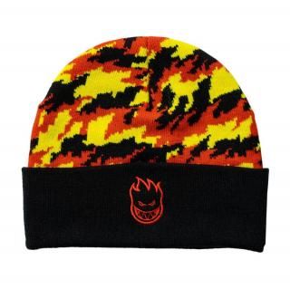SPITFIRE - BIGHEAD FLAME CUFF BEANIE - Black/Red/Yellow
